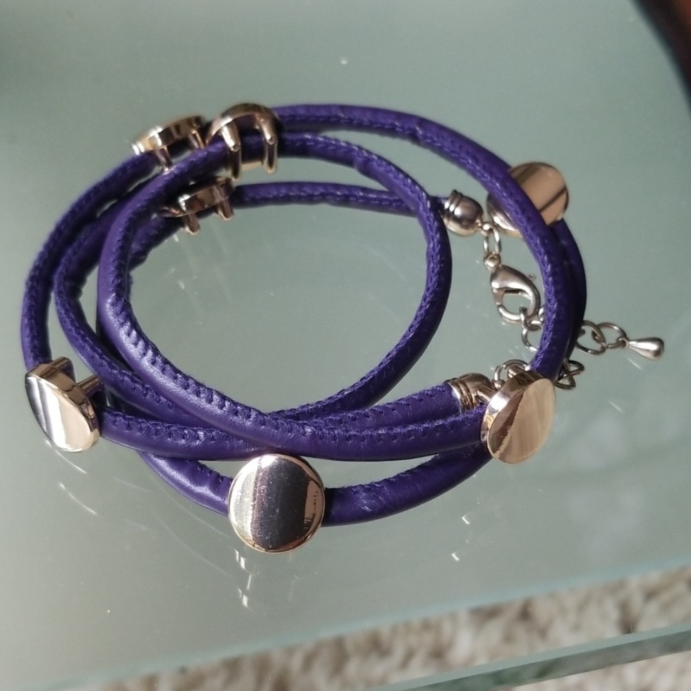 Purple Leather Wrap Bracelet
